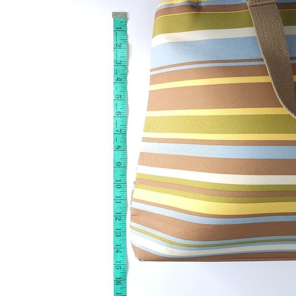 Large Laptop Bag Triple Compartment Multicoloured Neutral Stripes - Picture 15 of 16